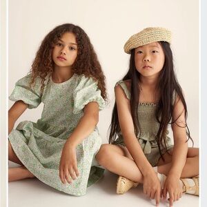 Cozmo girls floral puff sleeve parties cottage mid tiered cotton dress size 10